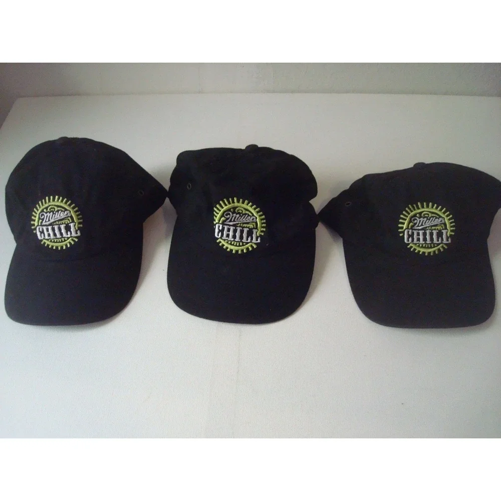 3PC LOT Y2K 00S MILLER BEER CHILL ‎  HAT CAP DEADSTOCK  VINTAGE T8